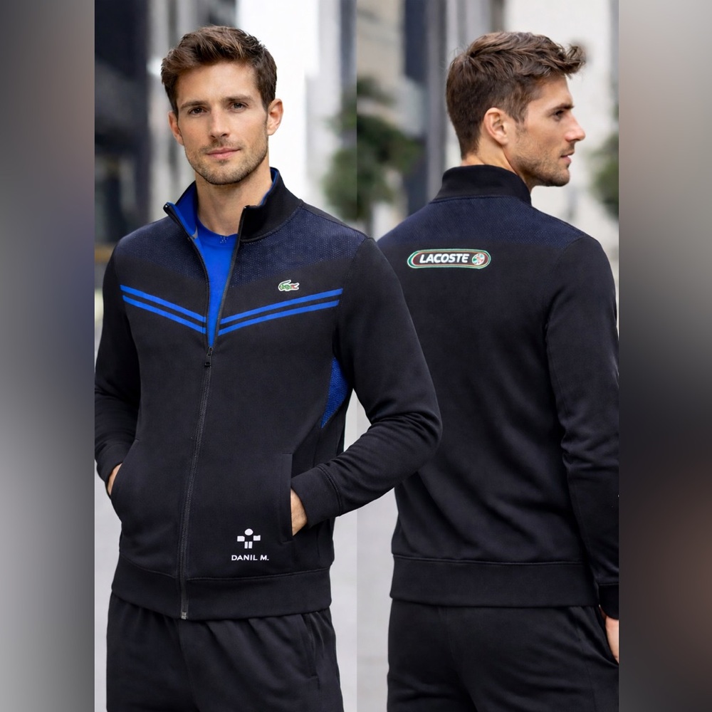 Lacoste Sport Daniil Medvedev Track Jacket Black Blue Full Zip Men’s Medium
